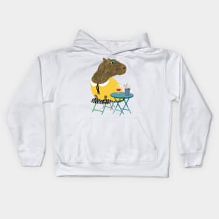 Capybara at the cafe Kids Hoodie